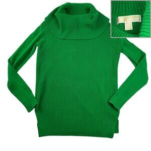 Michael Kors Spring Green Ribbed Knitted Cotton Cowl Sweater Size XS
